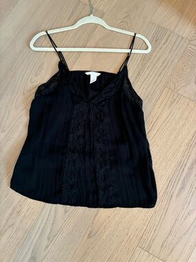 H&M Black Lace-Panel Satin Cami